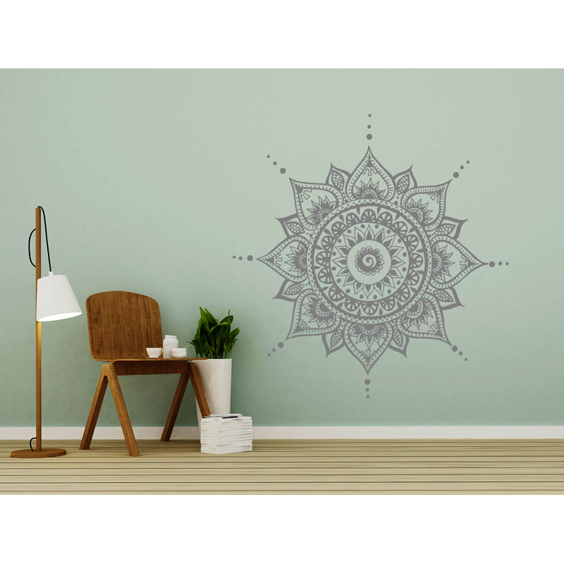 Adhésif mural mandala, 42 po x 42 po, Argenté