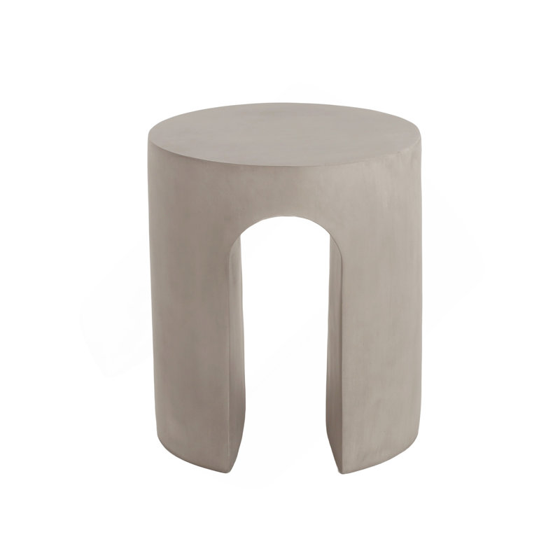 Outdoor MGO Round  With U-Shape Side Table, Light Grey