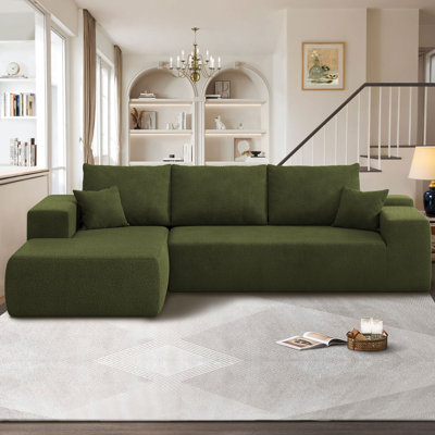 Canapé modulaire Nathasa 2 pièces sans assemblage avec compression, canapé désossé à revêtement libre avec méridienne en L, canapé modulaire à assise profonde pour le salon et la chambre à coucher