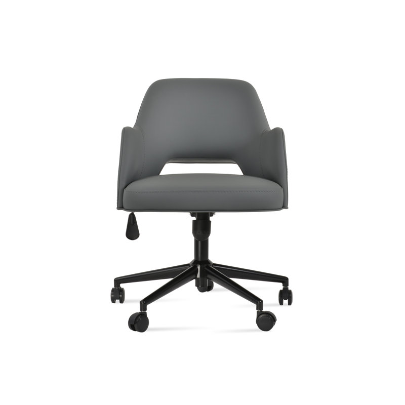 Fauteuil de bureau Marash, Noir mat, Gris foncé