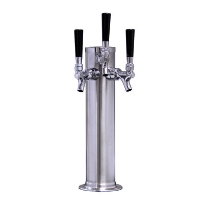 Kegco D4743TT-BRUSH -  Brushed Stainless Steel 3-Faucet Beer Tower - 3" Column | Fridge.com