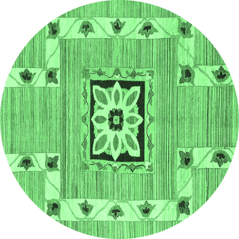 Washable Geometric Indoor Rug, Round 4'