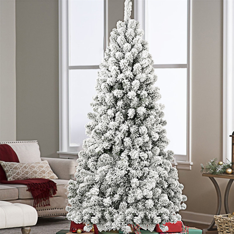 Arbre de Noël floqué pré-éclairé avec 498 pointes en fil mémoire, 5'