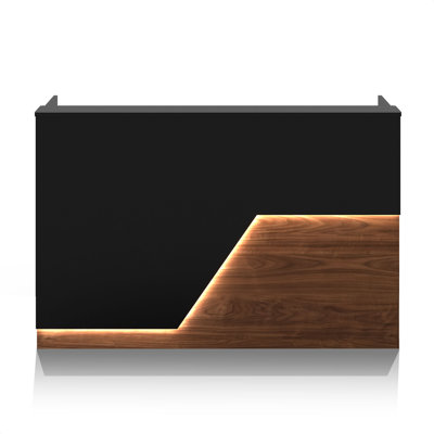  63" Modern Straight/Rectangular reception desk with Counter LED Light,Front Desk Reception Counter with Cable Grommet, Office Receptionist Desks for Office, Salon, Retail Checkout Stand