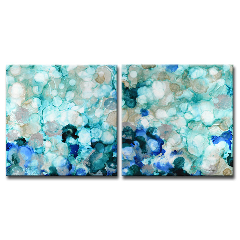 «Mermaid Pearls I / II» par Norman Wyatt Jr. - 2 pièces sur toile tendue, H 12 po x l 24 po x 1,5 po