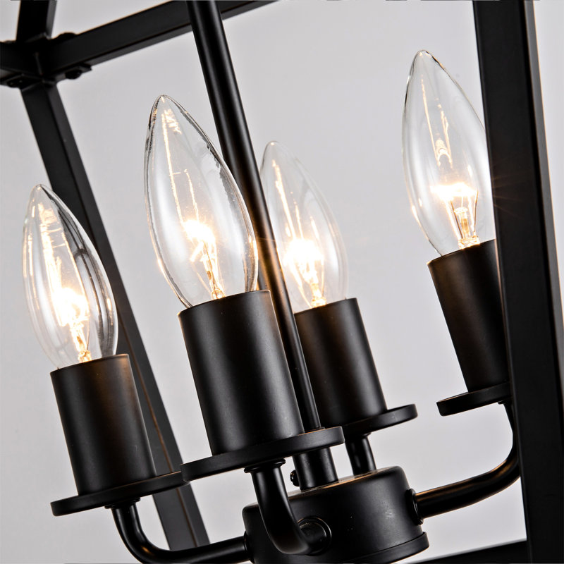 4- Lanterne noire, éclairage de plafond industriel avec design rustique, suspension réglable pour îlot de cuisine, base E12, ampoule en fer, hauteur personnalisée