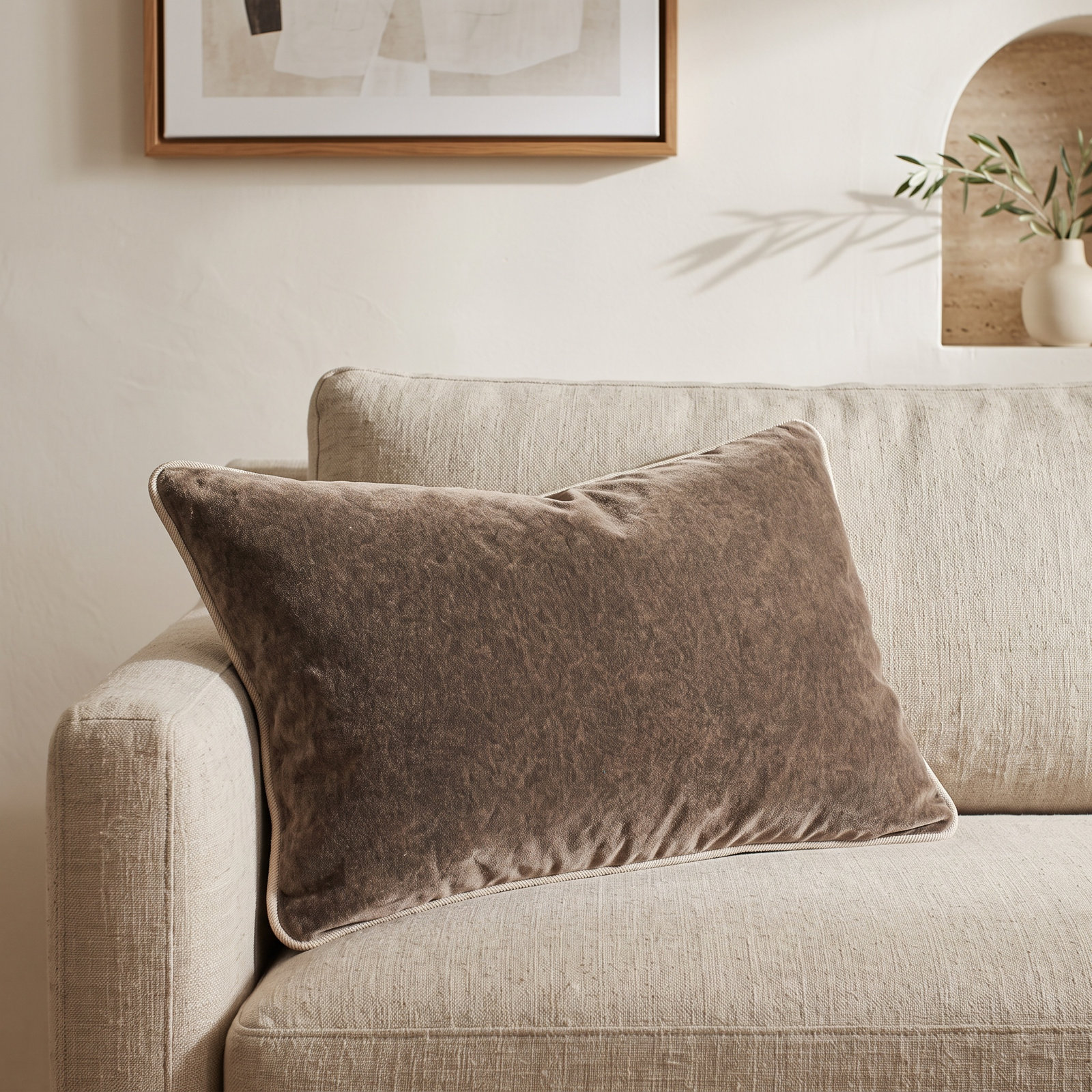Goodall Cotton Throw Pillow, Rectangle 14"H x 20"W, Brown