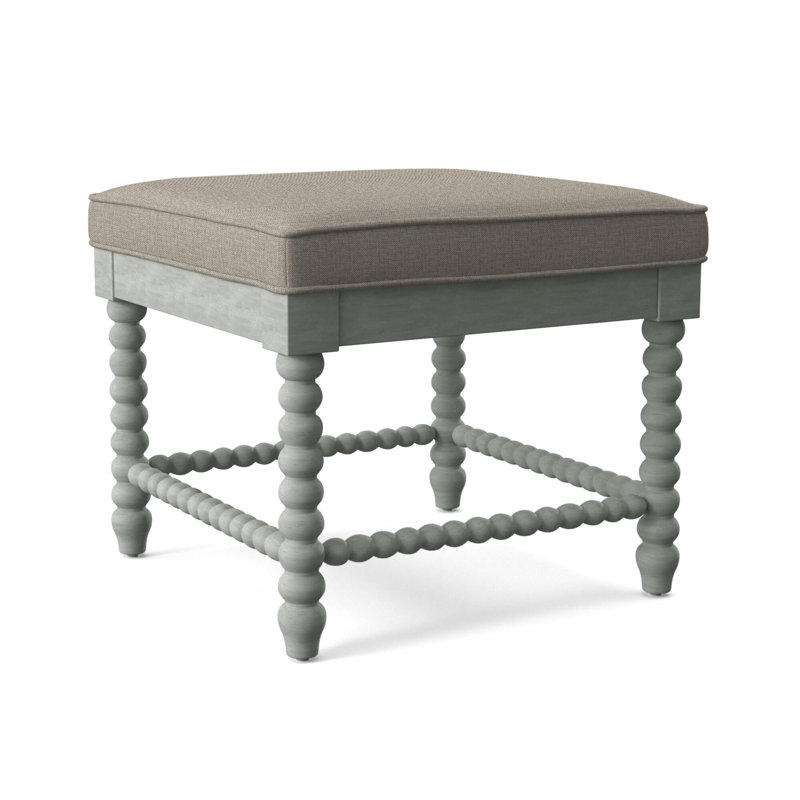 Lind Island Upholstered Bench, Cobalt Blue Stripe, Sea Glass Finish