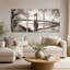 «Cherry Blossom Trees and Suspension Bridge at Dawn», ensemble de 3 toiles murales-131252431