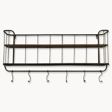 Williston Forge Maniscalco Metal Accent Shelf with Hooks