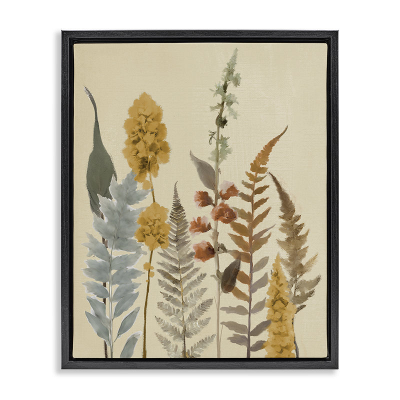Cadre flottant Autumnal Wild Plants, design par Elizabeth Medley, Cadre flottant noir de jais, H 21 po x l 17 po