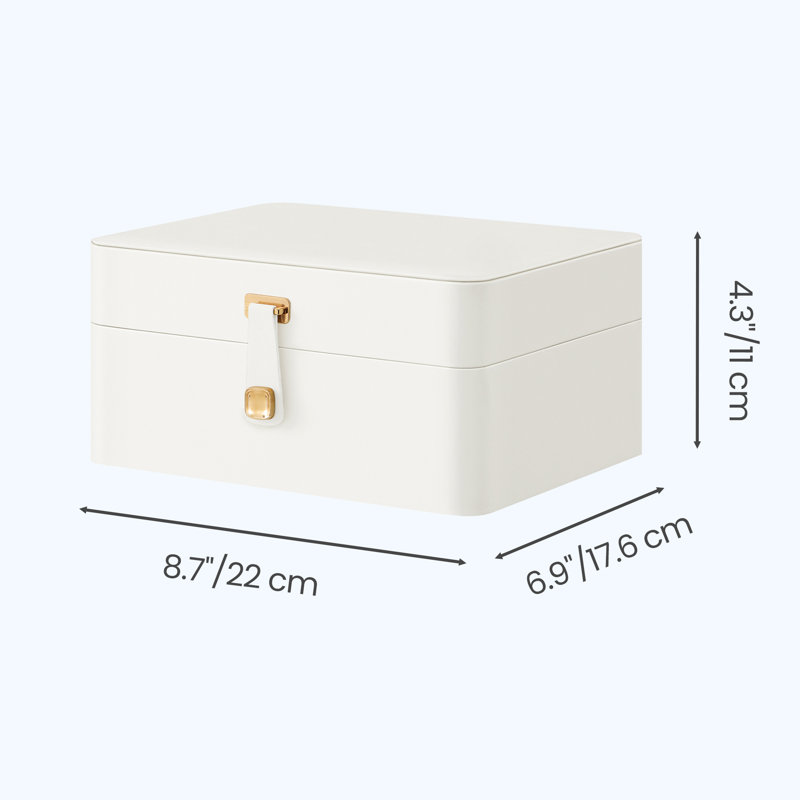 Jewellery Storage Case, 2-Layer Organiser With Mirror And Removable Tray, Gift For , Earring Necklace Holder