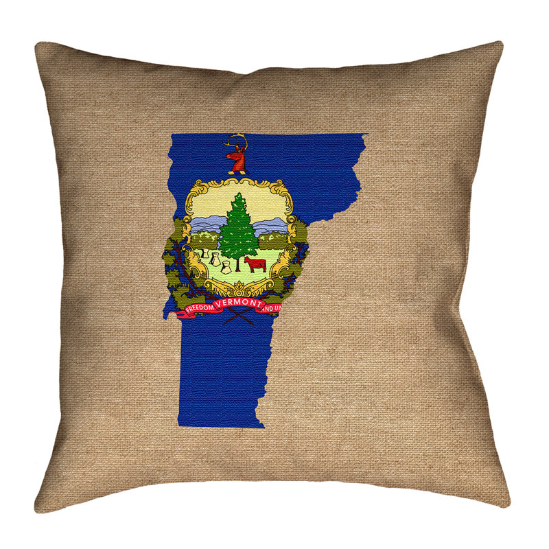 Coussin de drapeau Vermont Katelyn Smith, 28 po x 28 po, Brun