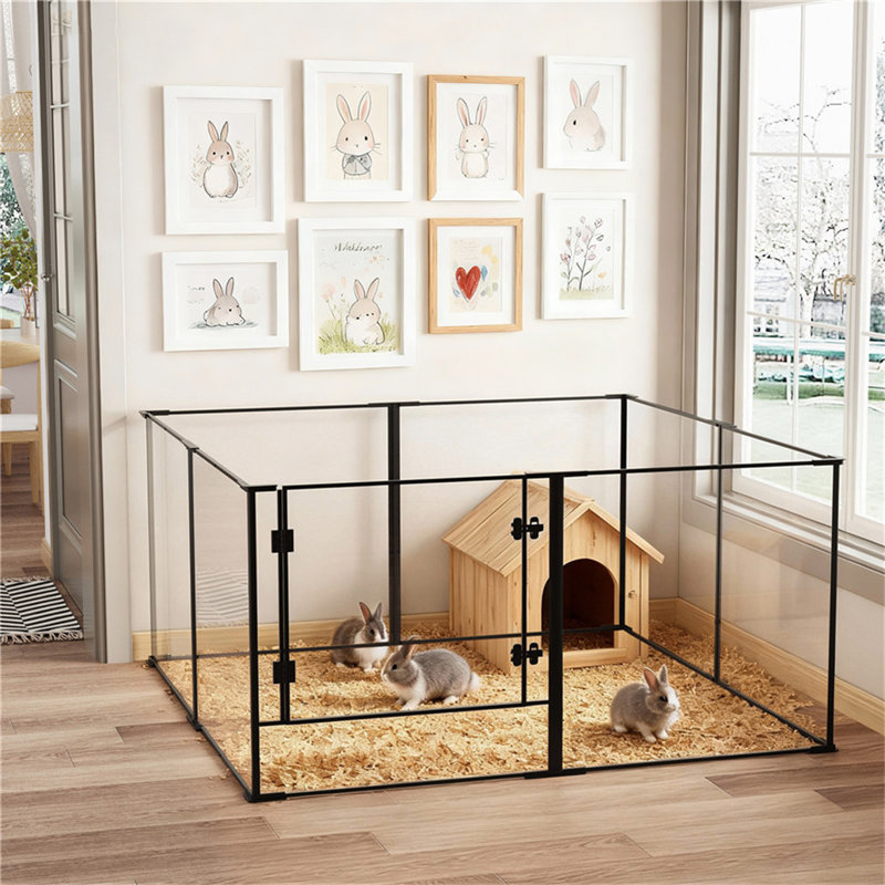 8 Panel Pet Exercise Pen With Door, 61cm H x 122cm W x 122cm D