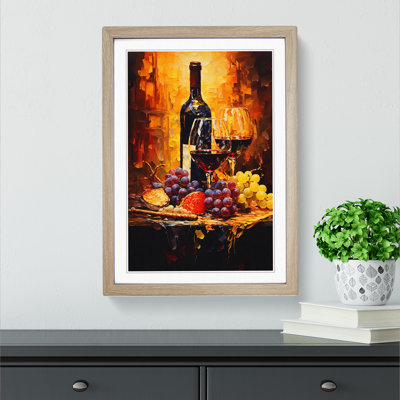 XYZ-FRM-V1223-6576 Wine Tachisme - Single Picture Frame Print on Wood