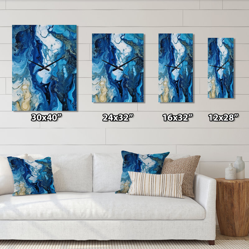 Blue Grey Ethereal Elixir II - Abstract Wall Clock, Medium