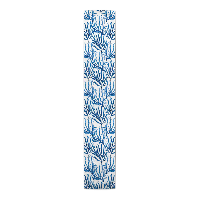Aldarcie Rectangle Polyester Table Runner, 72" x 16", Blue