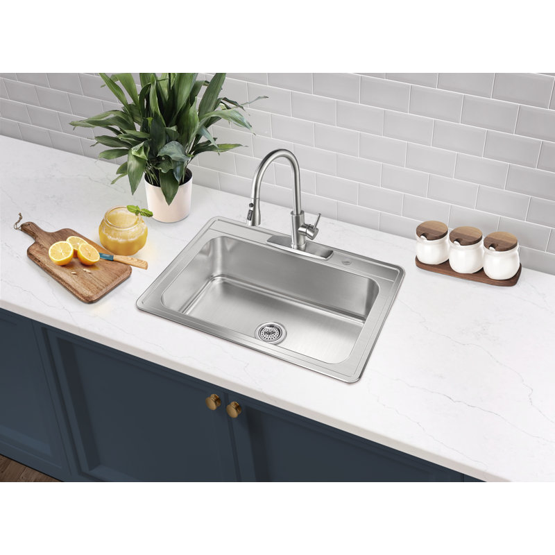 Drop-In Single Bowl Stainless Steel Kitchen Sink