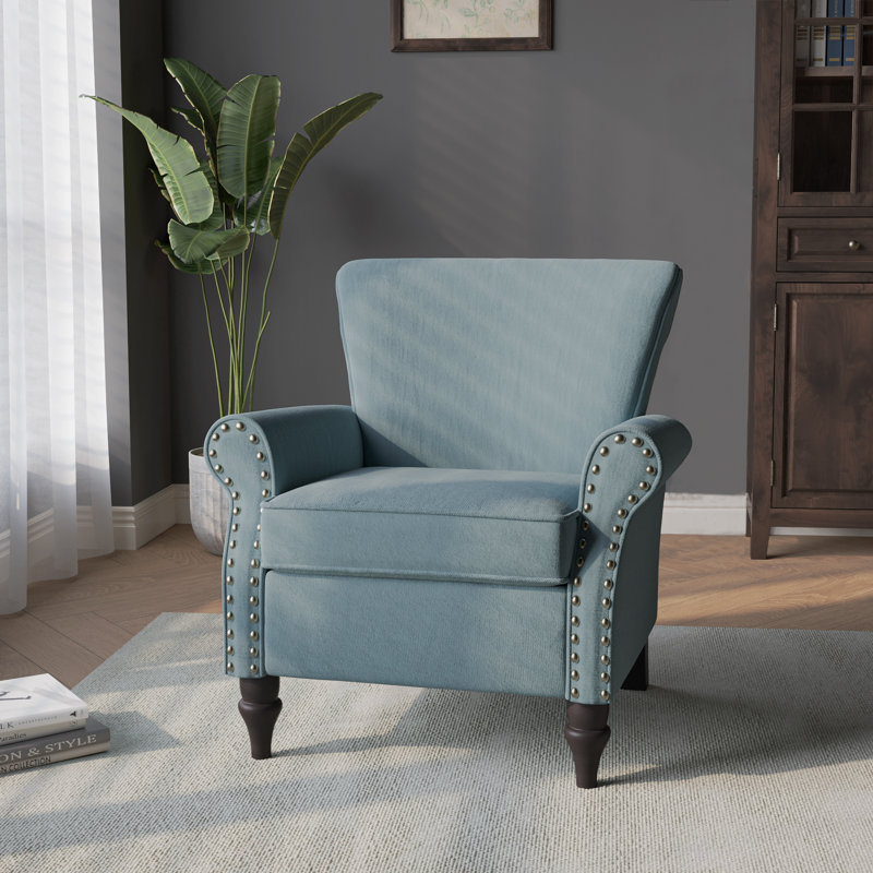 Arian 76 Cm Wide Cotton Armchair, Light Blue Polyester Blend