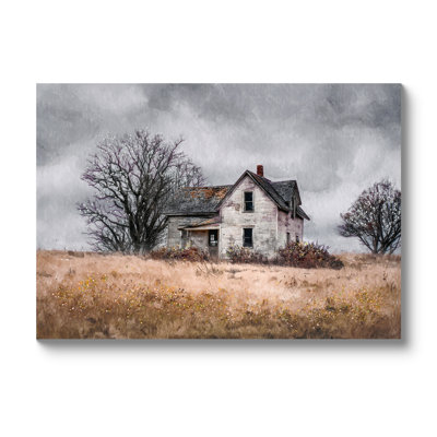 24×16 Inch Framed Vintage Barn Country Field Farmhouse Canvas Wall Art