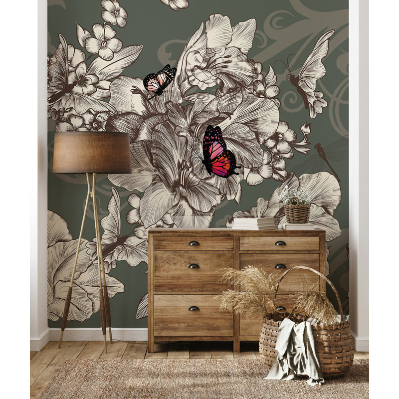 Floral Wall Mural, 75" L x 112" W