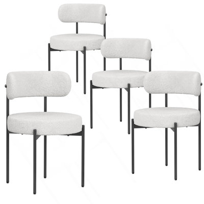 Ensemble de 4 chaises de salle à manger de style Mid-Century avec dossier incurvé et dossier arrondi avec pieds en métal Sherpa