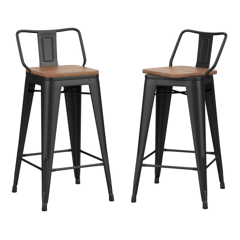 Swivel Metal Counter And Bar Stools, Bar Stool (30” Seat Height), Black