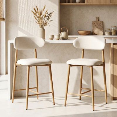 Blayze Upholstered Modern Counter Height Bar Stools with Metal Legs for Kitchen Island Dining Room