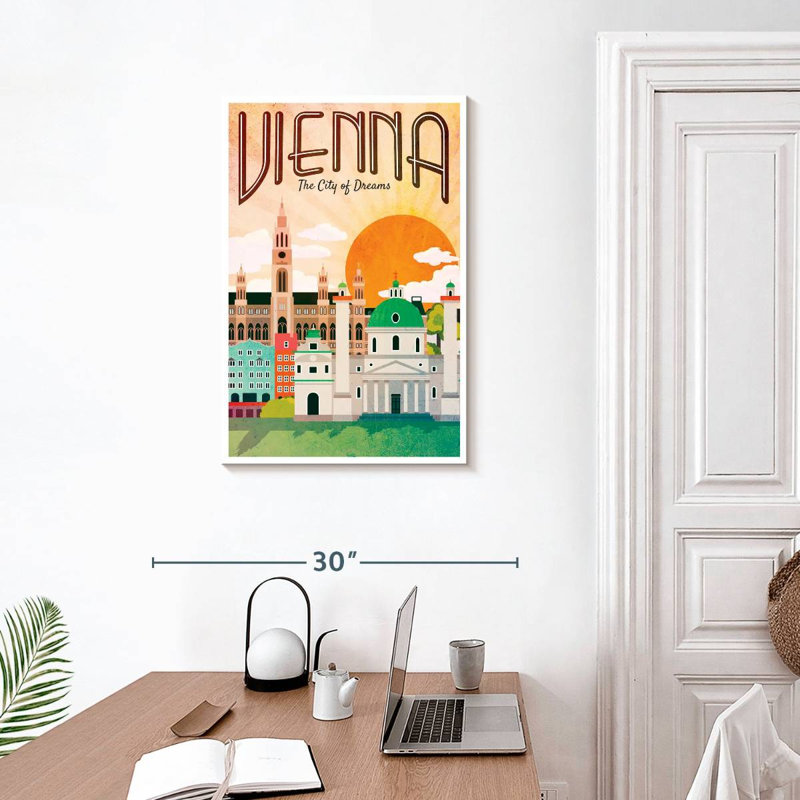 Affiche rétro de Vienne, H 30 po x l 20 po