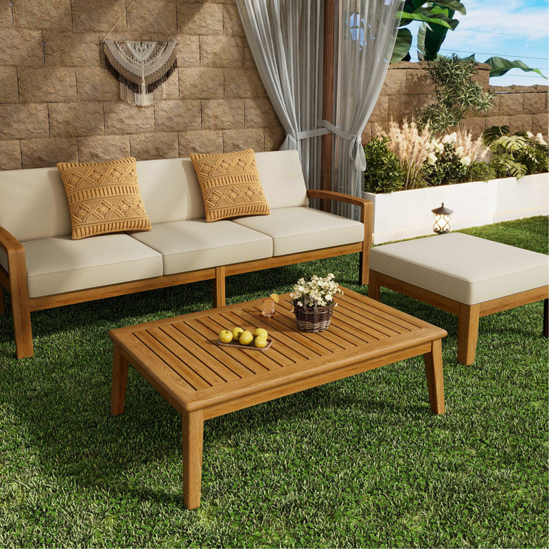 Canapé modulaire en bois pour l'extérieur avec coussins modernes en forme de L