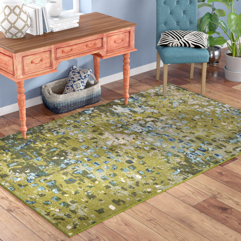 Auyeung Washable Abstract Indoor Rug, Rectangle 4'1" x 6'1"
