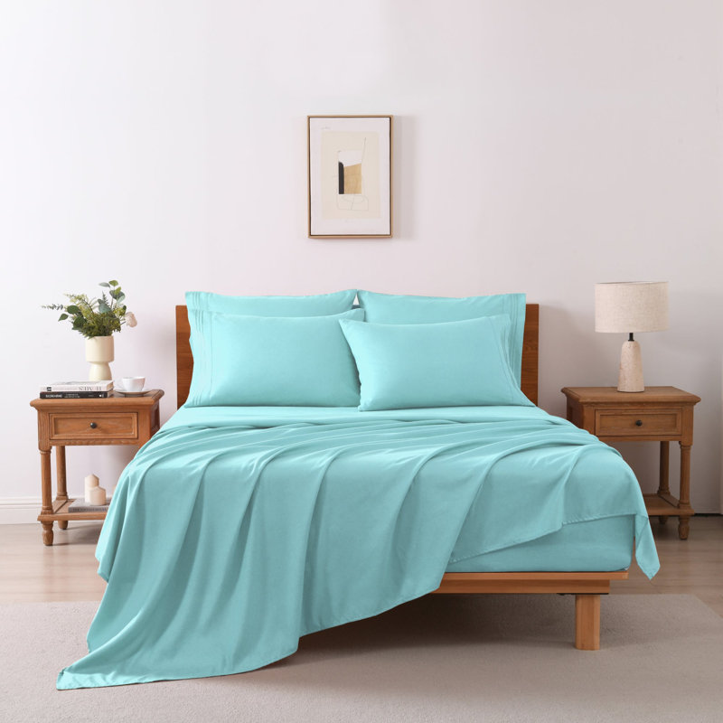 Ensemble de draps 4/6 pièces, Bleu aqua, Double