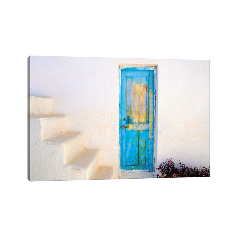 Greece, Nissyros. Weathered Door And Stairway. by Jaynes Gallery - Wrapped Canvas Gallery-Wrapped Canvas Giclée