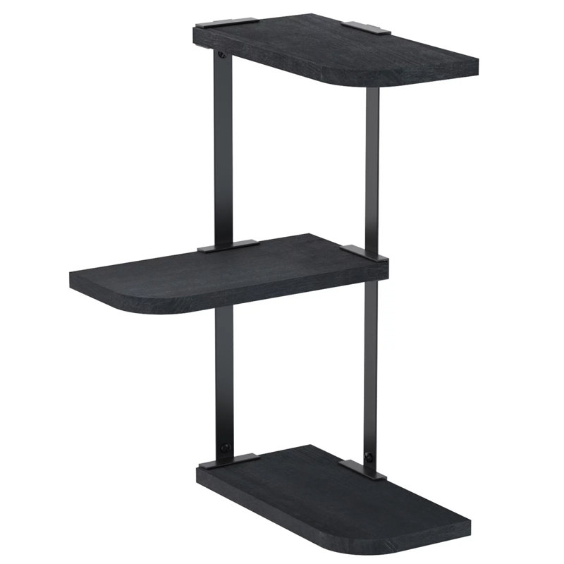 Boehmer 4 Piece Corner Shelf with Adjustable Shelves, Black