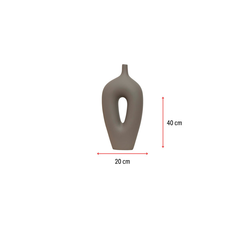 Élégant vase en céramique, couleur vison, 7,9 x 3,1 x 15,7 pouces | 100% céramique de haute qualité | Idéal pour la décoration intérieure, les centres de table et les arrangements floraux, ajoute une touche de sophistication à tout espace