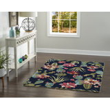 Mehcad Floral Handmade Tufted Navy/Green/Pink Area Rug