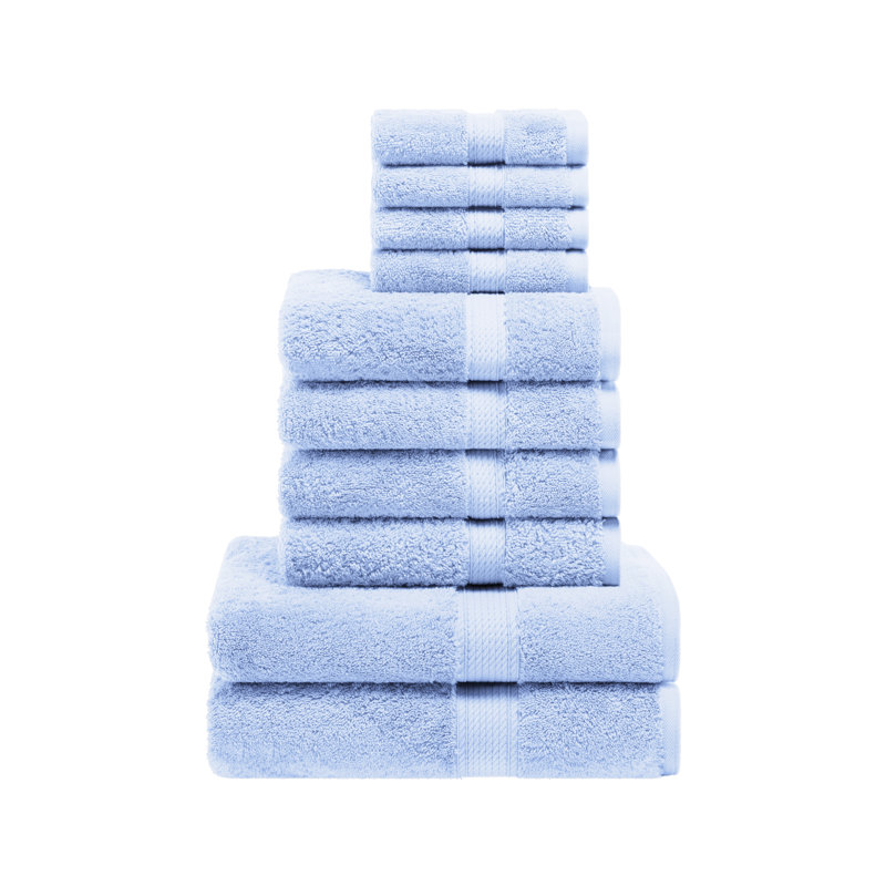 Scotia Egyptian Cotton Bath Towel Set, Light Blue, 10Pc Towel Set (2Bath, 4Hand, 4Face)