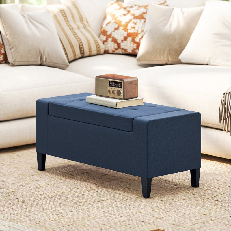 Banc en polyester 36,25 pouces avec salon et finition bleue, 14,3 x 6,2 x 6,2 po, Bleu
