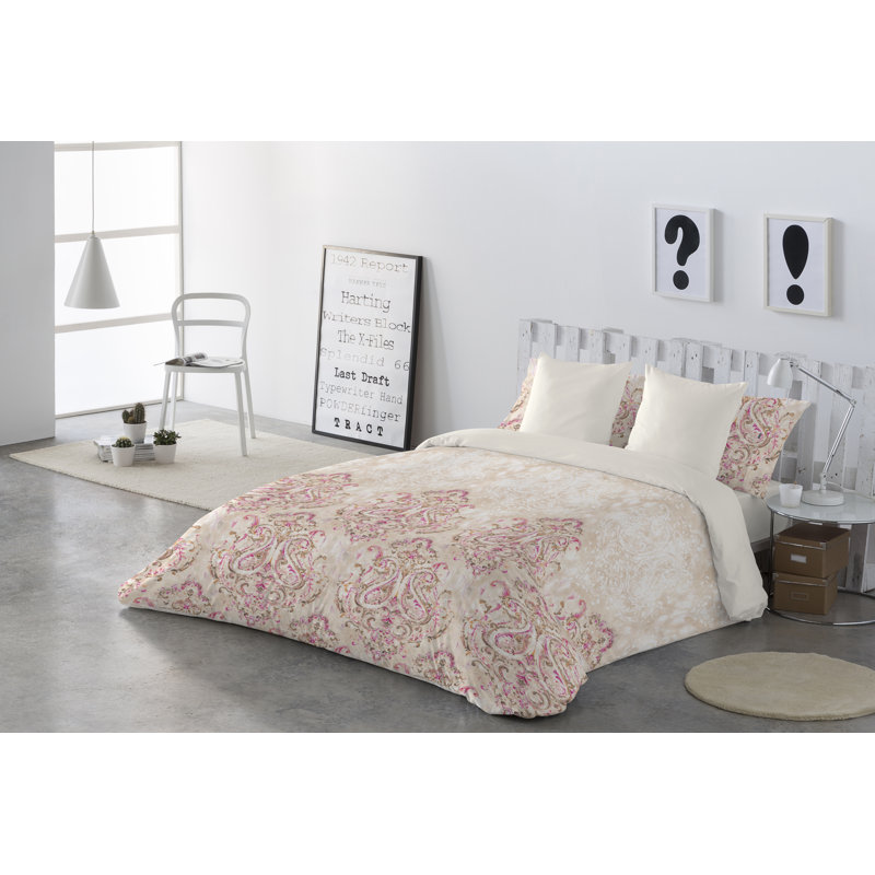 Izamal Damask Duvet Cover, Beige, King Duvet Cover