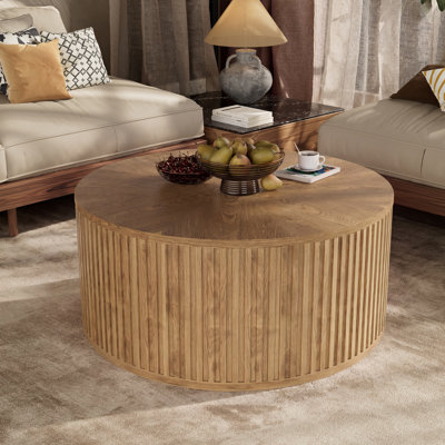 Anival Round Solid Wood Lift Top Coffee Table with Storage