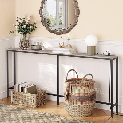 Console Table with Power Outlet Behind Couch Narrow Entryway Table