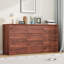 Commode haute 9 tiroirs en bois, commode de rangement moderne avec plateau large, noyer rouge-930200370