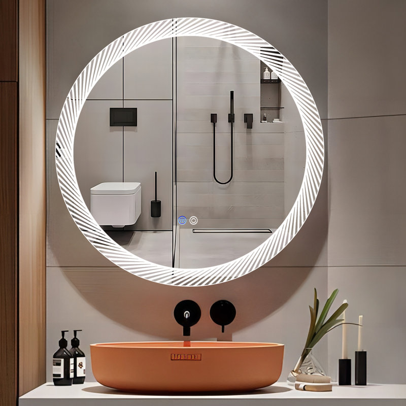 Miroir mural rond Gaurik, 29,5 po x 29,5 po