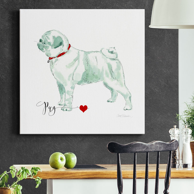 Must Love Pugs-Toile tendue avec châssis de qualité supérieure - prête à être accrochée, H 32 po x l 32 po x P 1 po