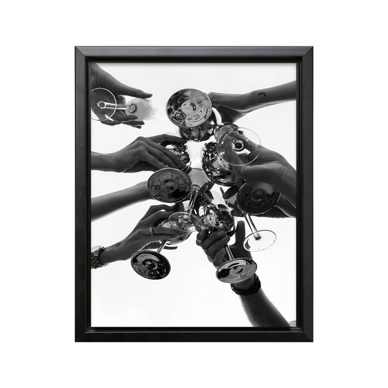 Cocktail Cheers, Black Framed, Canvas, 24"H x 32"W