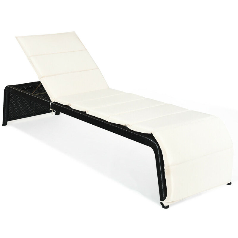 Chaise longue inclinable avec coussin Luciana, Blanc