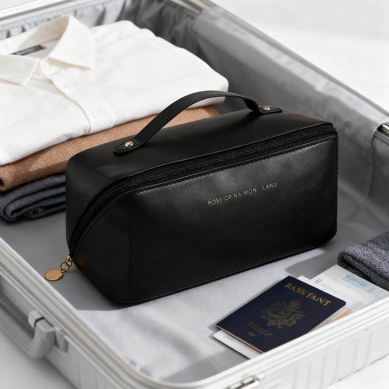 Trousse de maquillage stylisée Ins Fashion, Noir