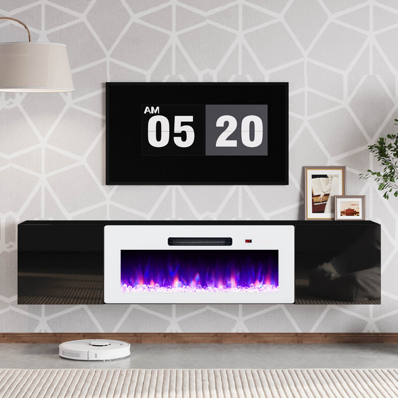 Meuble télé Bhhatu Highgloss, 68", Noir / blanc