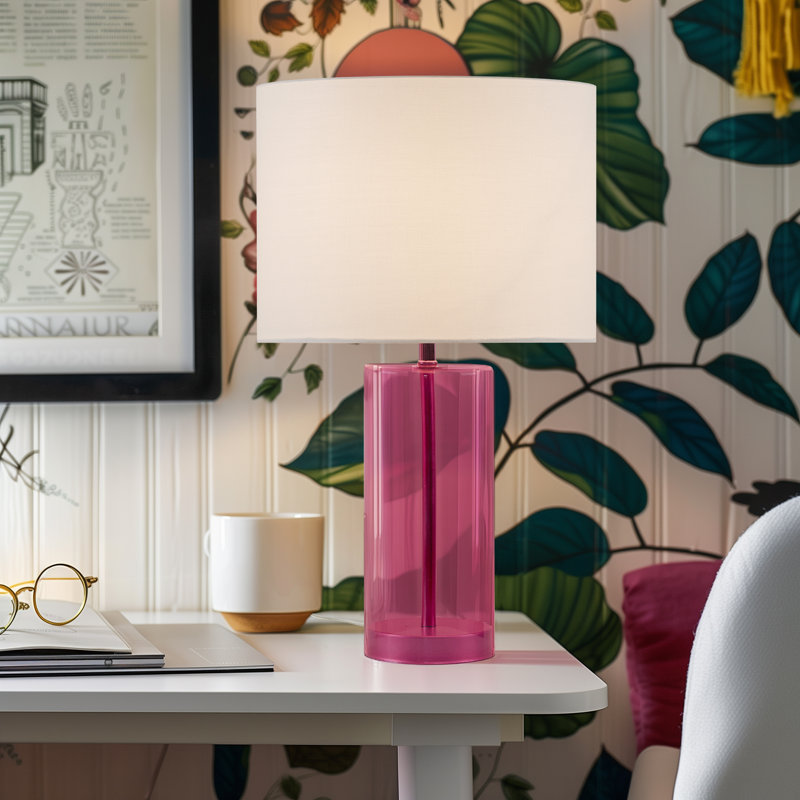 Hoekstra Pink Glass 20'' Table Lamp, Pink