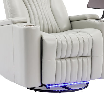 270° Power Swivel Recliner,Home Theater Seating With Hidden Arm Storage And  LED Light Strip,Cup Holder,360° Swivel Tray Table,And Cell Phone Holder,Soft Living Room Chair